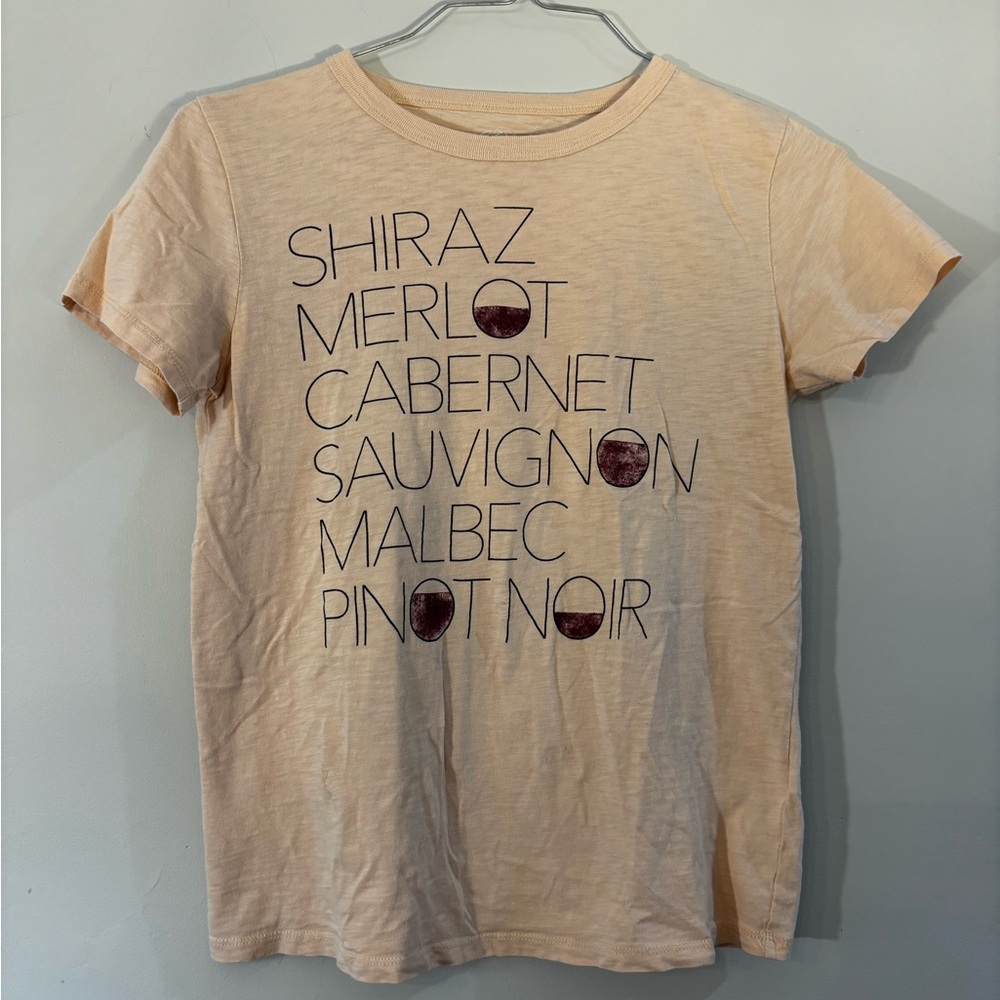 J. Crew cream colored T-Shirt featuring wines